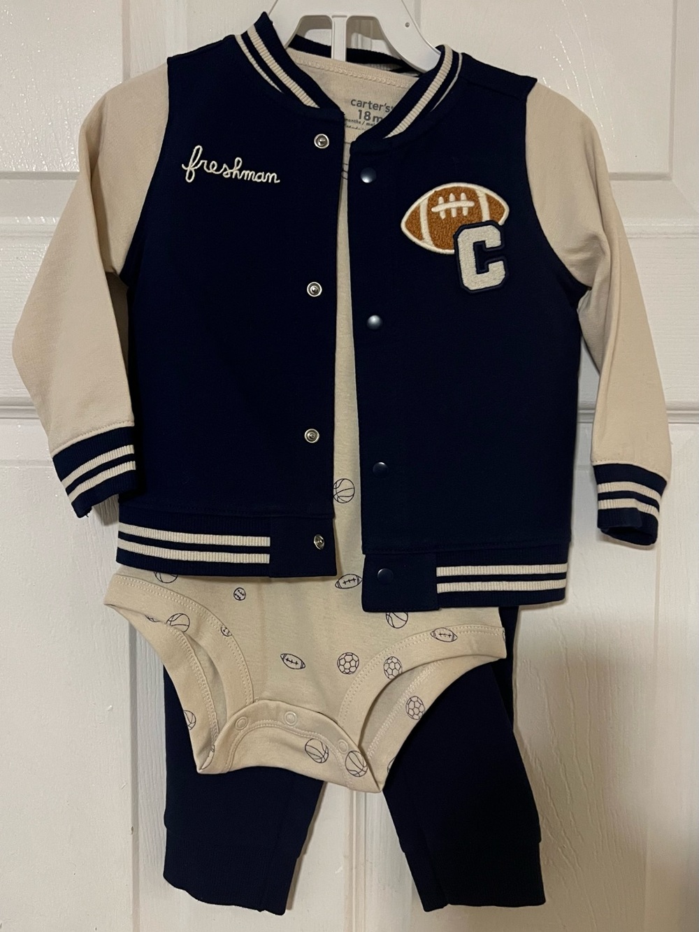 Carter's Navy & Cream Football Varsity One-Piece Set
